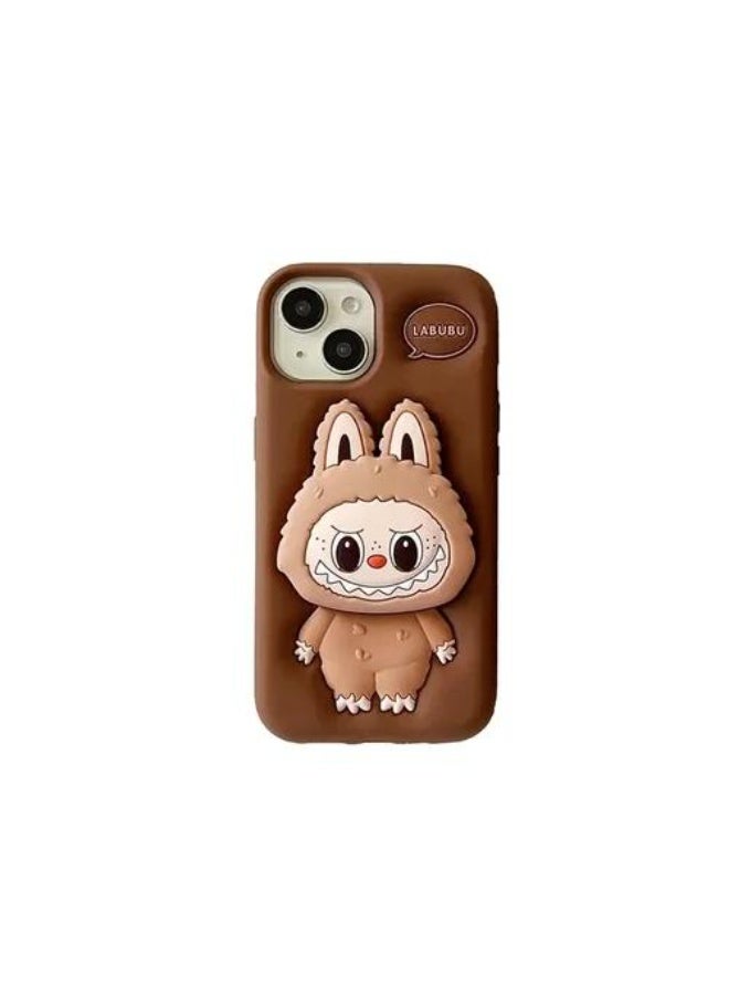 حافظة سيليكون ناعمة من  3D Character Bracket مع حامل وقاعدة لحماية شاملة ومقاومة للانزلاق لهاتف iPhone 16 Pro Max (بني، iPhone 16 Pro Max) - Image 1